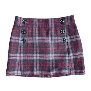 Red plaid wool skirt